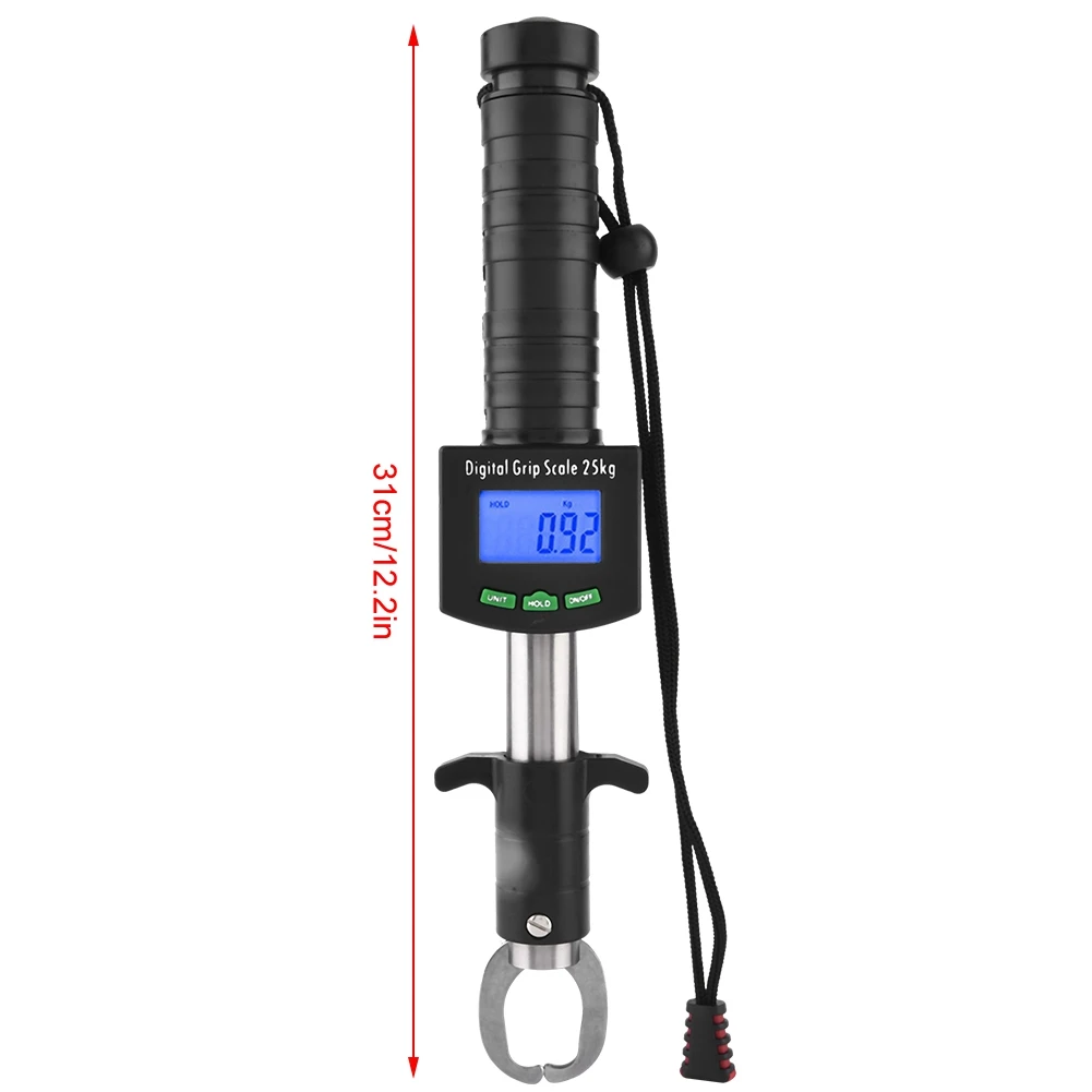 Pince à poisson digitale grip avec pesée et mesure règle inox pour pêche en mer et rivière