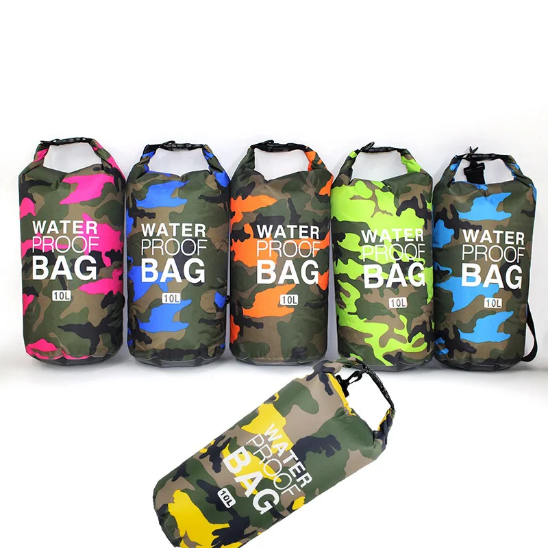Camouflage Polyester Waterproof Bag Shoulder Waterproof Bucket Lightweight Drifting Swimming Storage Bag Backpack