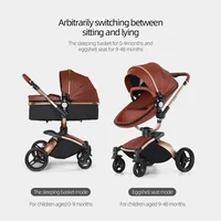 Poussette bébé 3 en 1, landau bidirectionnel de paysage haut, en cuir PU, pliable, absorbant les chocs, coquille d'œuf, 2 en 1 2