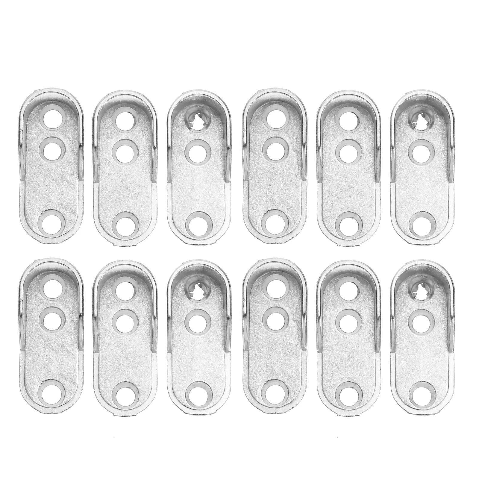 12 Pcs Clothes Rail Tube Holder Closet Rod Support Wardrobe Pole Oval End Bracket Iron Flange