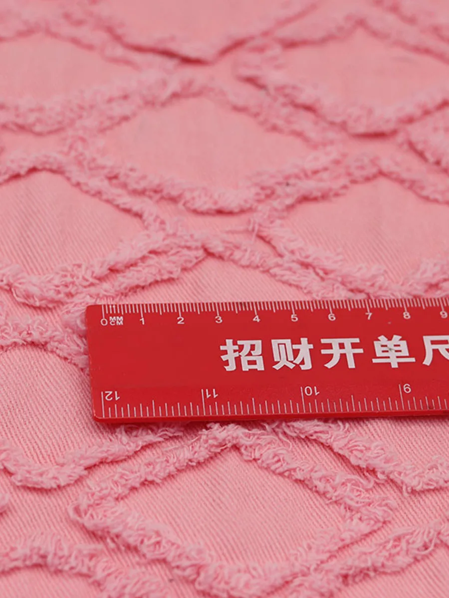 Diamond Plaid Color Matching Pure Cotton Denim Coat Jacket Pants Designer Sewing Fabric