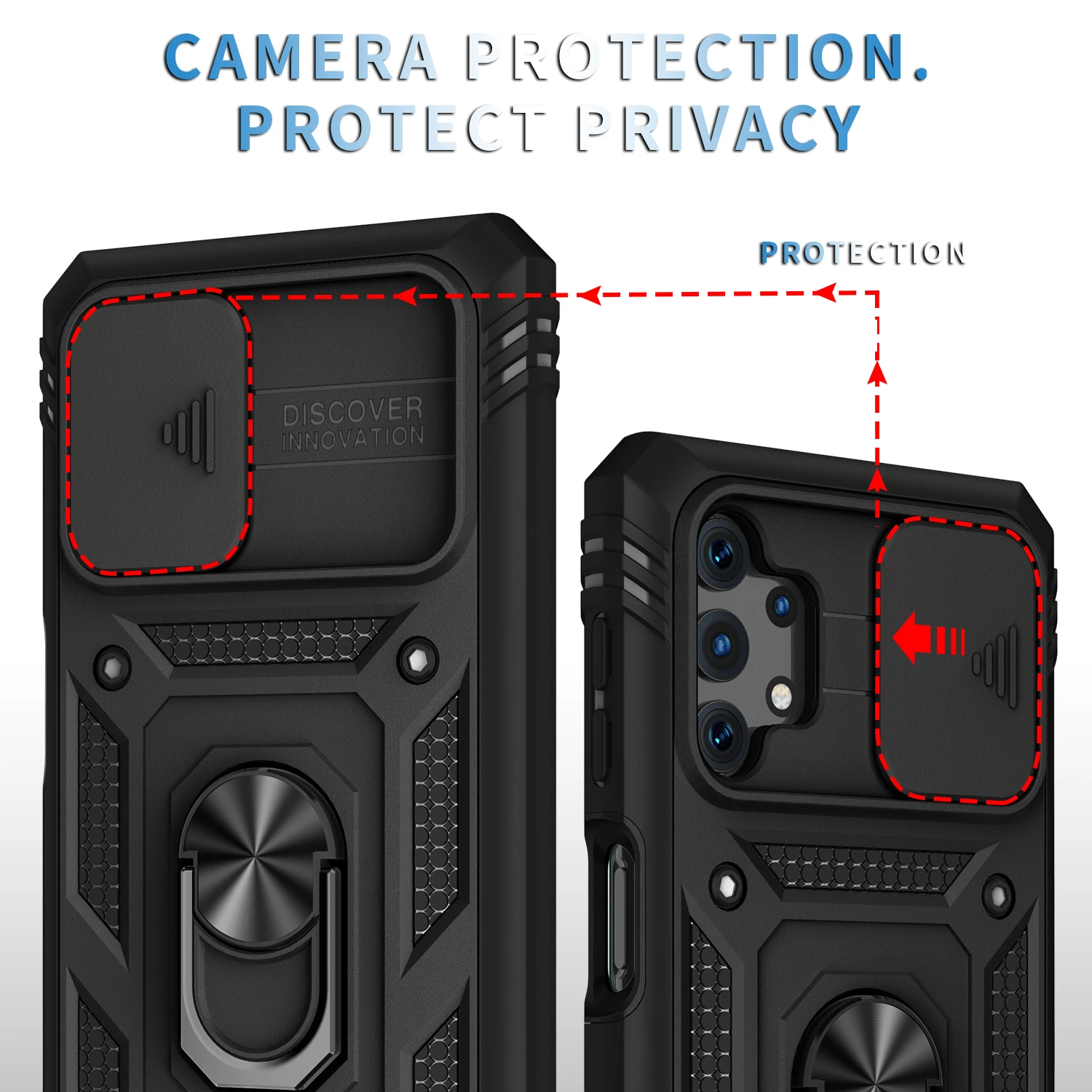 Universal 360° Full Protection Phone Case with Slider Camera Guard and Kickstand