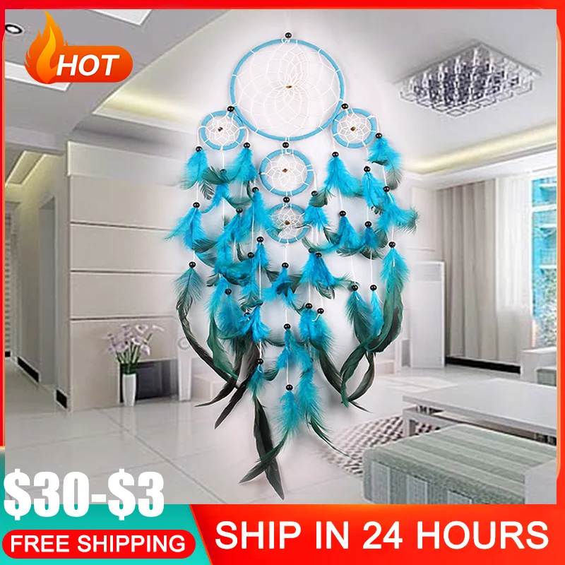 Handmade Indian Dream Catcher Hanging with Rattan Bead Feathers Wall Car  Decoration Ornament Dreamcatcher