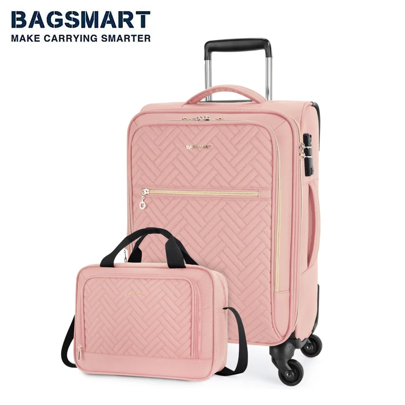 BAGSMART 여행용 휴대용 수하물 가방, 소프트 사이드 확장형 가방, 캐스터 포함, 항공사 승인, 50.8 cm 