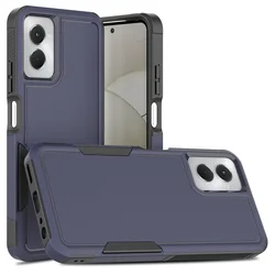 Dual - Layer Shockproof Hybrid Armor Phone Case - Strong Protection with 2 - in - 1 TPU/PC Shell for Motorola Moto G Power (2024) (Dark Blue)