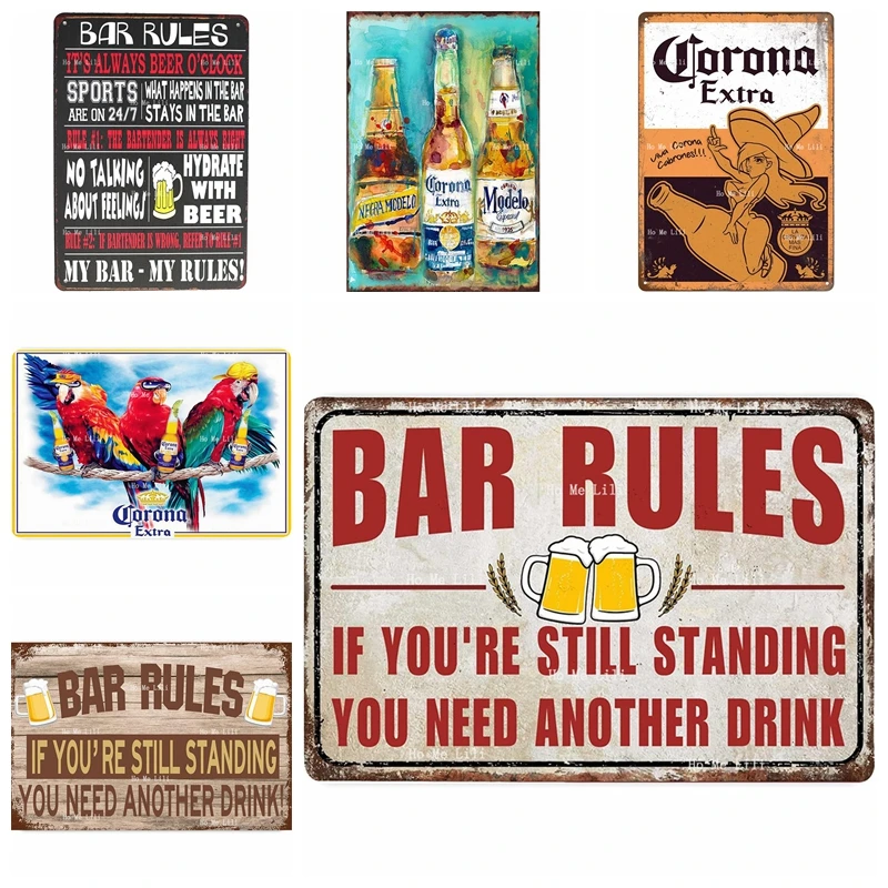 Modelo Beer Corona Extra Indoor Bar Rules Wine It'S Always Beer Metal Sign Divertenti Accessori Per La Decorazione Della Parete