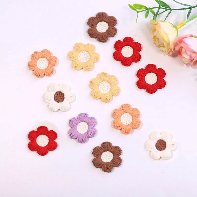 30PCS 3cm Six-piece Embroidery Cloth Patch DIY Clothing Hairpin Flower Stickers for Wedding embroidery cloth patches