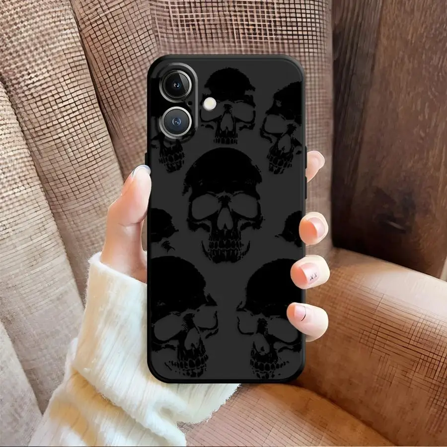 Sleek Black Skeleton Skull Design Phone Cover