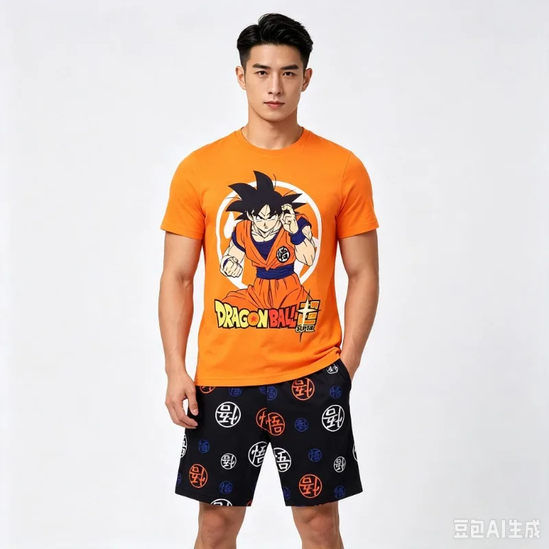 Son Goku Dragon Ball Super Pyjama Anime Allover-Print Cosplay T-Shirt & Shorts Set Sommer Herren Damen Schnelltrocknend Weich Leichtgewicht