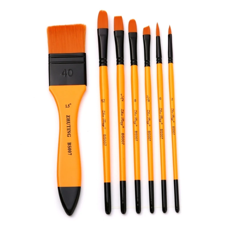 

7Pcs Paint Brush Round Pointed Tip Nylon Artist Acrylic Brush for Acrylic Paint