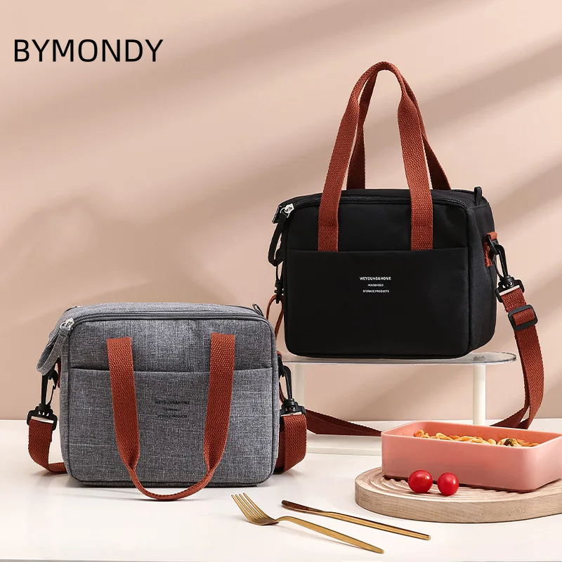 BYMONDY Pink Lunch Bags Women Insulated Lunch Box with Adjustable Shoulder Strap Thermal Large Tote Bag Bento Boxes for Picnic