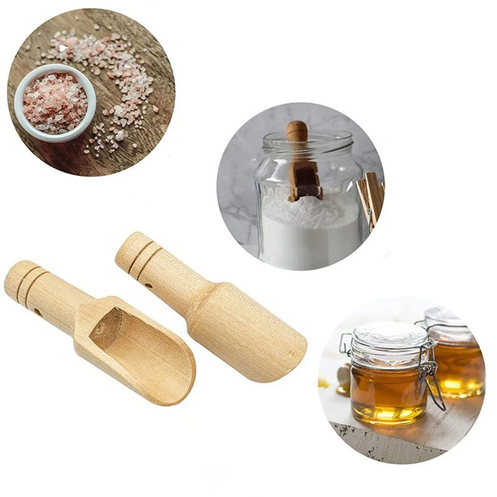 Wooden Spoon 10pcs Wooden Small Scoop Salt Sugar Coffee Teaspoon Shovel Milk Powder Scoops Kitchen Cooking Tool
