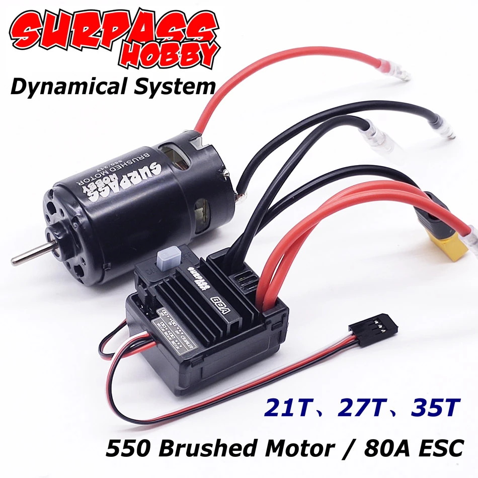 Moteur Brushed 550 + ESC 60A Surpass Hobby - 12T à 35T, Pour Voiture RC 1/10 - Kit Complet