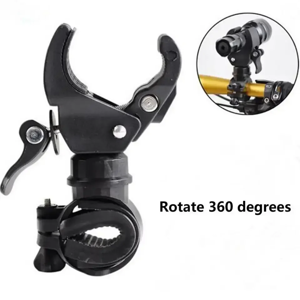 Bicycle Flashlight Holder Bicycle Handlebar Flashlight Clip Holder 360-Degree Rotating Bike LED Torch Mount Clamp Grip Bracket