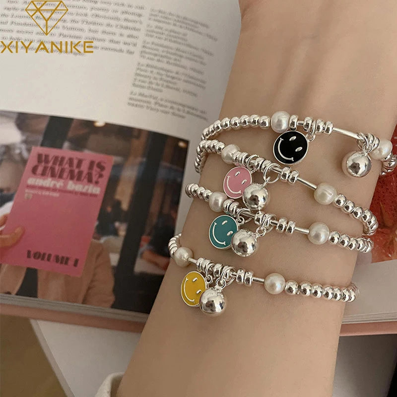 Latest Stylish Fashion Gold Beads Heart Smile Face Multi-Color Woman  Bracelet and Girl Bracelets Gift for Wholesale - AliExpress