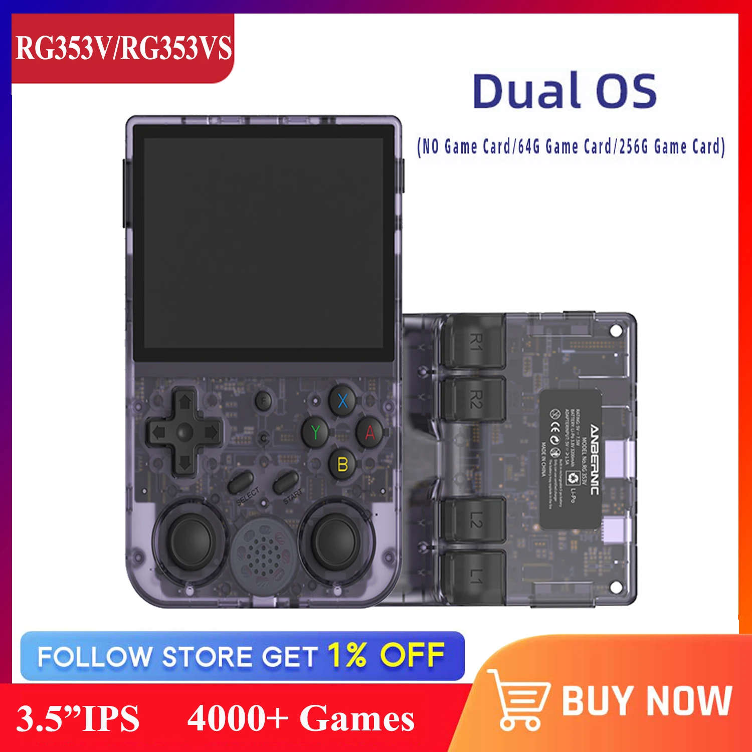 ANBERNIC RG353V RG353VS Retro Games Console RK3566 3.5INCH 640*480 ...