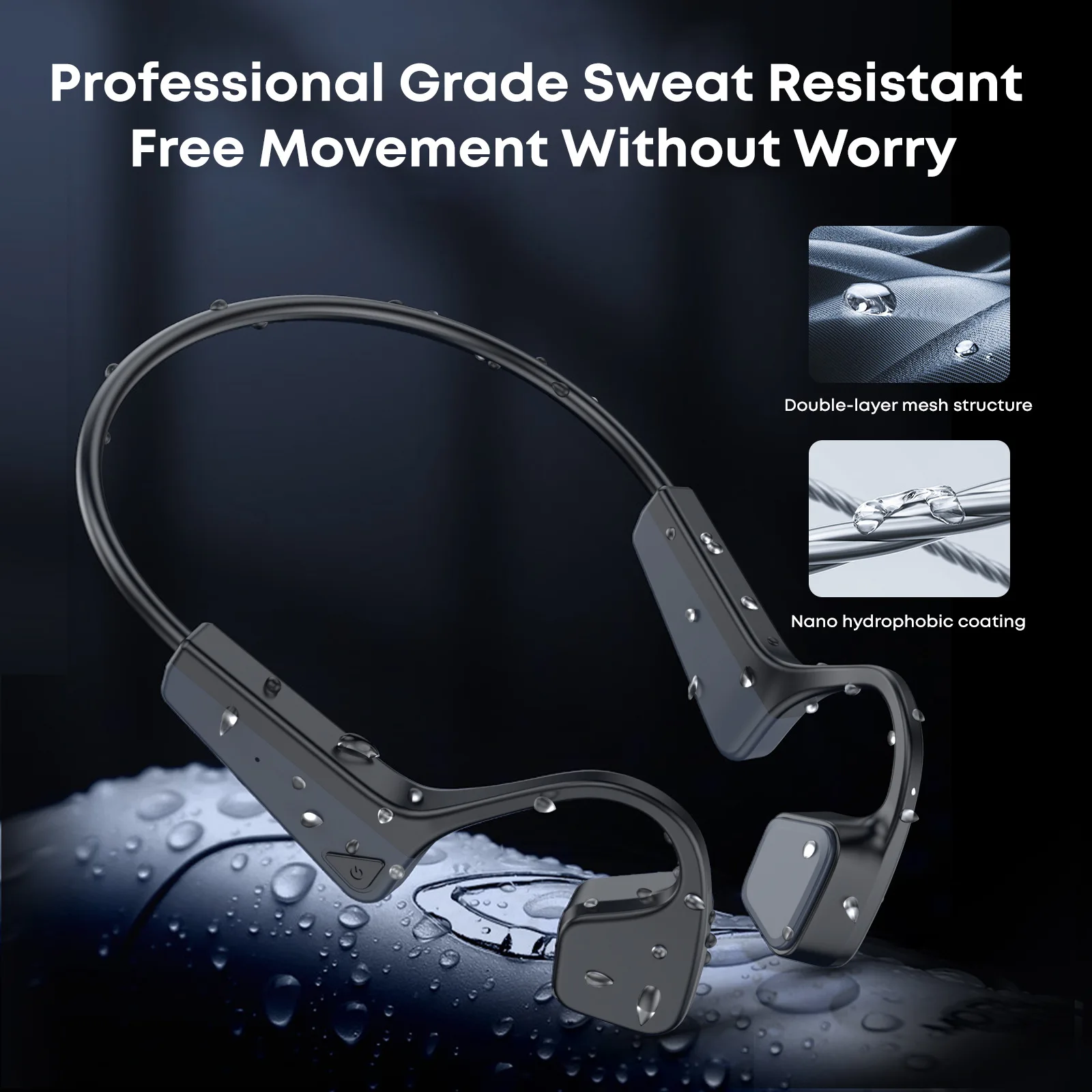 Wireless Waterproof Bone Conduction Sports Headphones with Earhooks