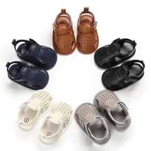 

Spring and Summer Kids Cute Covered Toes Fashion Baby Girls and Boys First Walker Shoes PU Hollow Hook & Loop Non-slip Flat Shoe