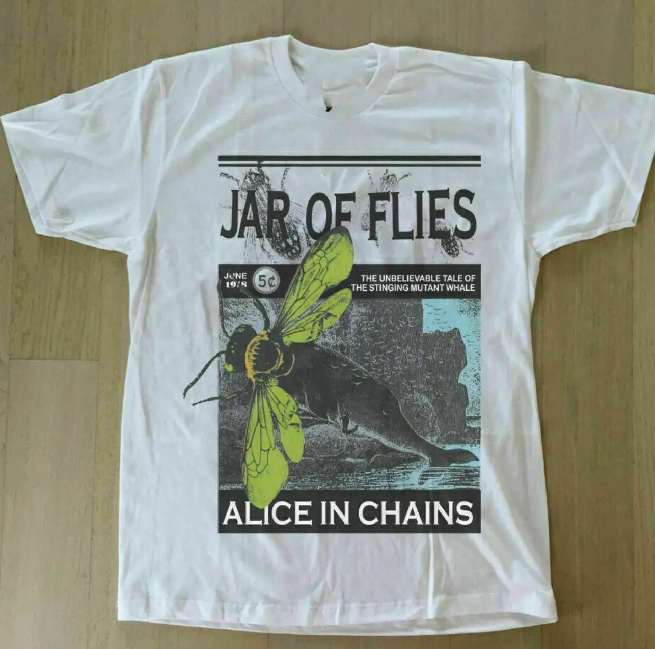 Vtg 1994 Alice In Catene Barattolo Di Mosche Concerto T-Shirt Unisex Bianca S-2345Xl