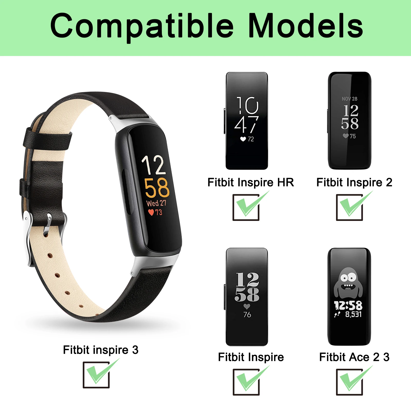 Premium Leather Loop Band - Adjustable Wristband for Women & Men Watch Bracelet