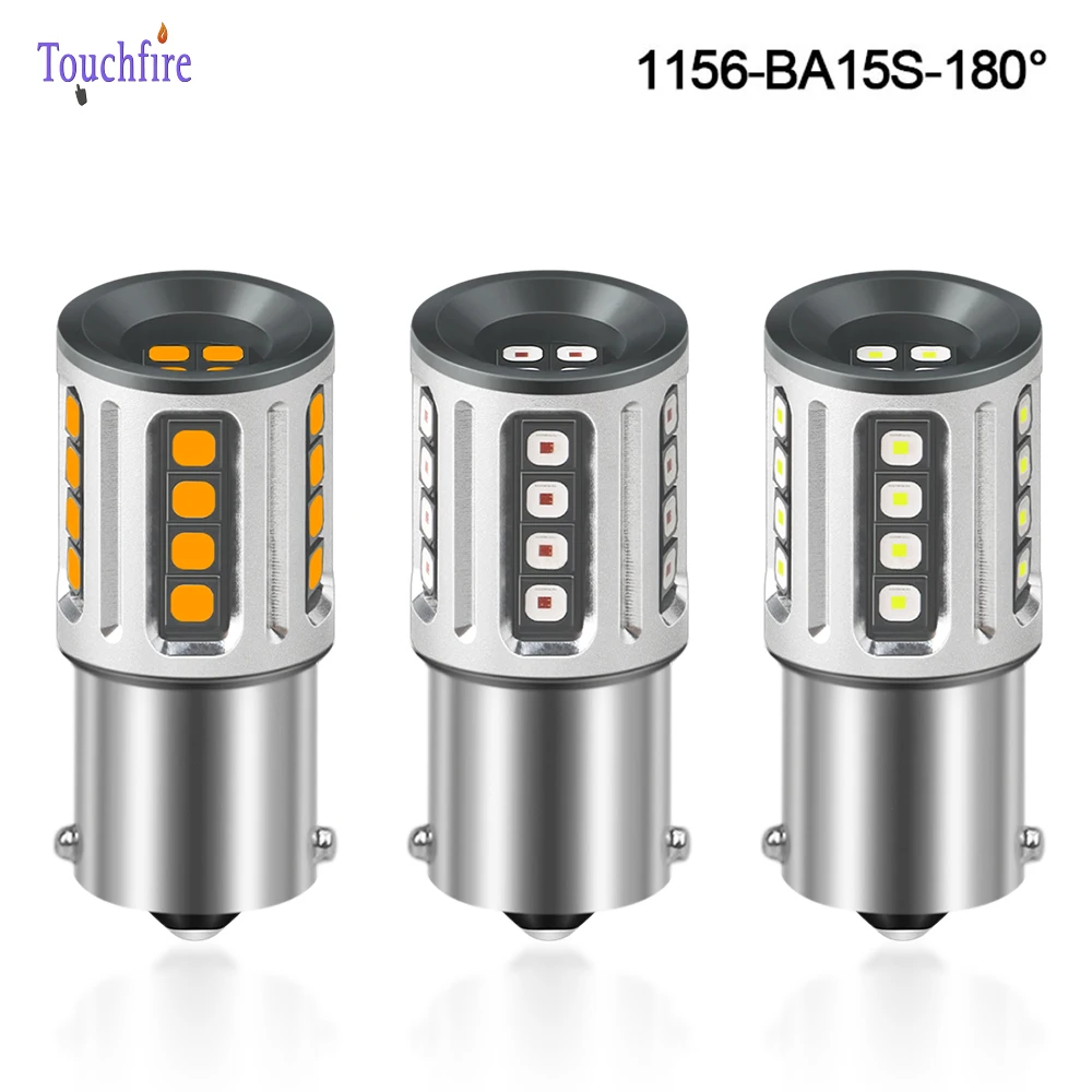 thumbnail image 1 of 10 piezas 1156 LED P21W PY21W 1157 BAY15D 7440 7443 WY21W Canbus 3838 24SMD Bombilla de coche Señal de giro Luz blanca roja ámbar Lámpara automática 12V, 1 of 4