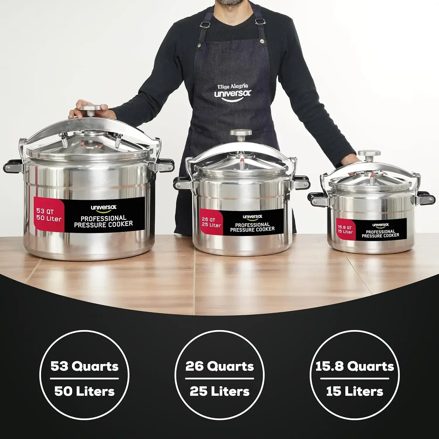 Extra Large 53 Quart / 50 Liter Professional Pressure Cooker Heavy-Duty Aluminum Construction with Multiple Safety Systems