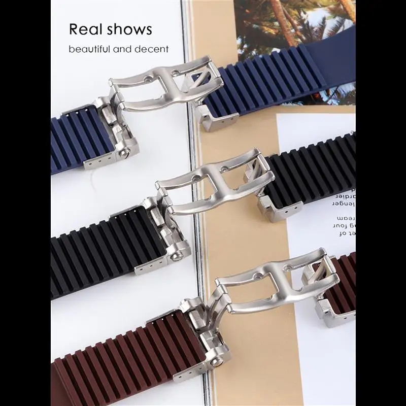 SCHIK Watchband Bracelet Silicone Watch Band For Ulysse-Nardin MARINE Waterproof Rubber Watchstrap Sports 25*12mm Man Watches