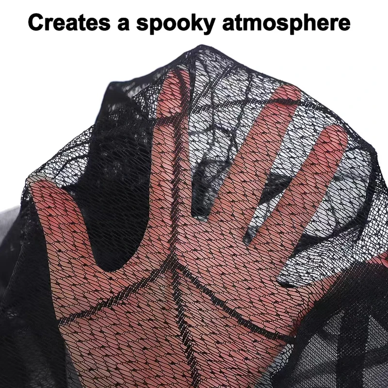 1 Piece of Halloween Lace Curtains Black Bat Spider Tablecloth Fireplace Stand Scarf Set Halloween Family Room Spider Web Horror Decoration halloween decoration