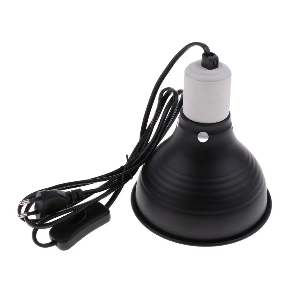 EU Plug Reptile Heating Light UVA UVB Bulb Dome Lamp Holder E27 Base with on/off Switch, Terrarium Vivarium Use