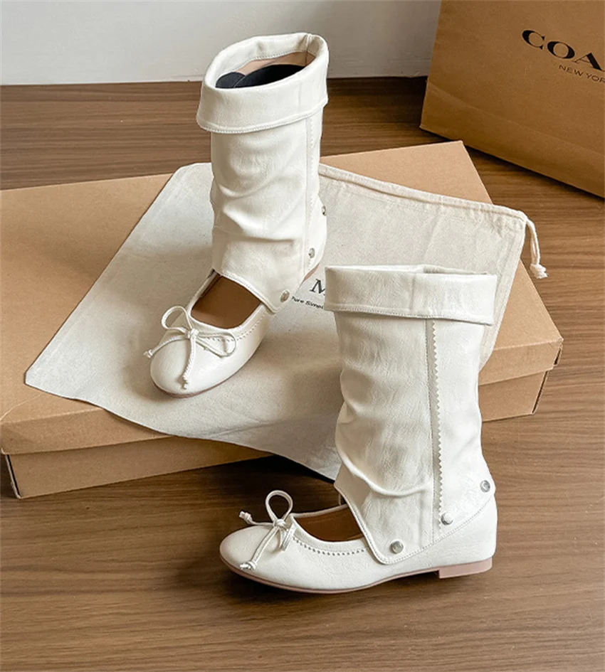 Women's Flats and Loafers Boots Spring Summer Designer Boots for Women Detachable Two-piece Mary Jane Shoes Zapatos De Mujer