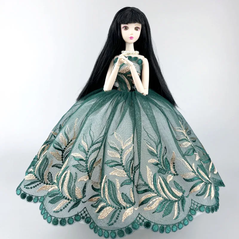 Abito da sposa fatto a mano verde per vestiti per bambole Barbie