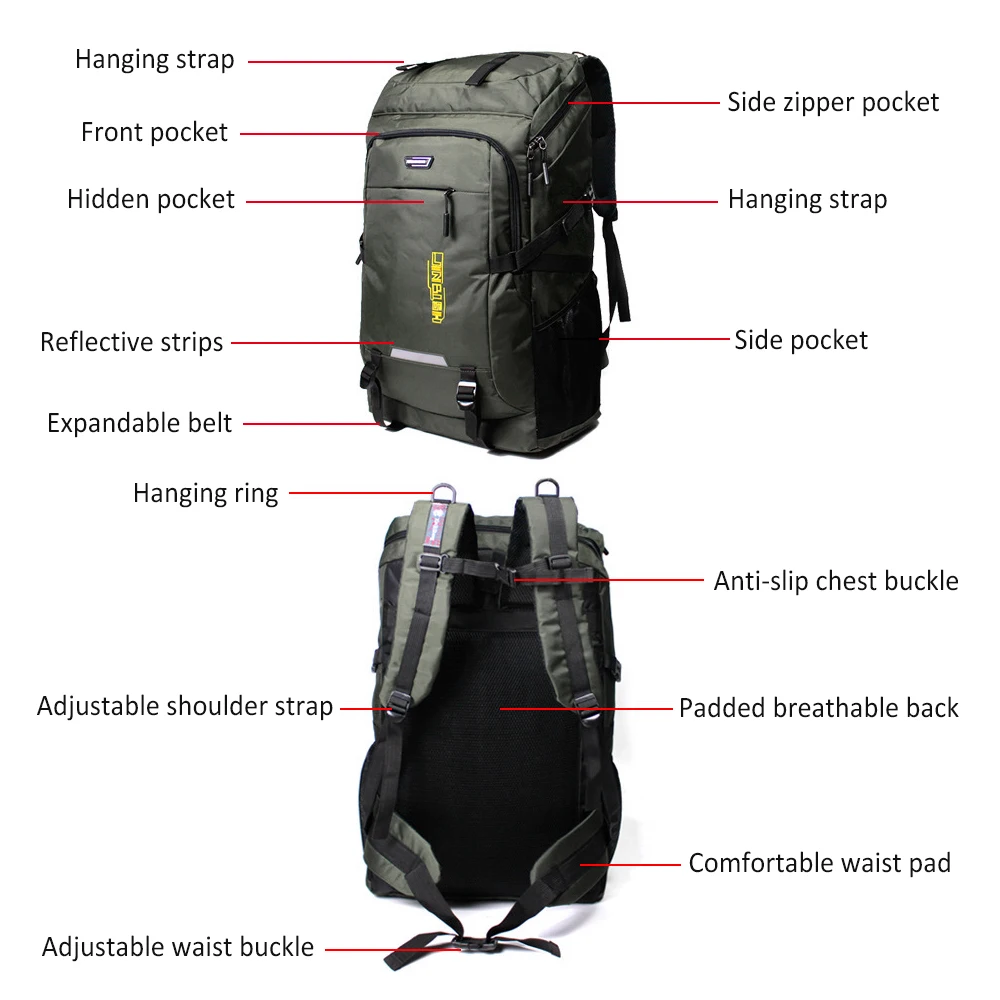 Mochila de Montañismo de 80L, impermeable para correr al aire libre, bolsa de bicicleta capacidad, bolsa de viaje transpirable, mochila de día| | - AliExpress