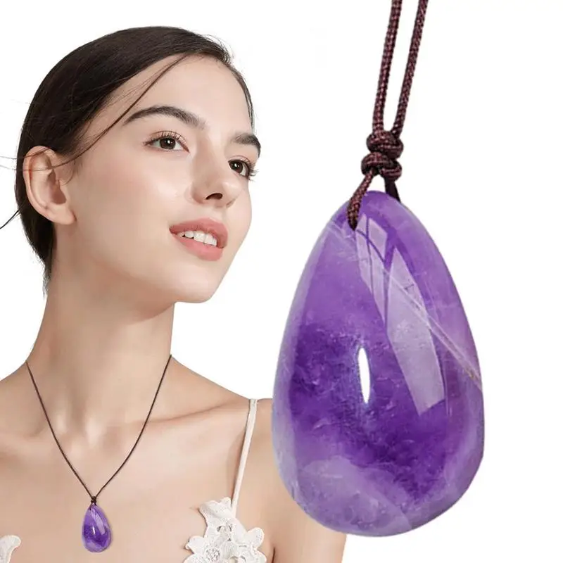 

Ожерелье с аметистом и подвеской в виде капли воды