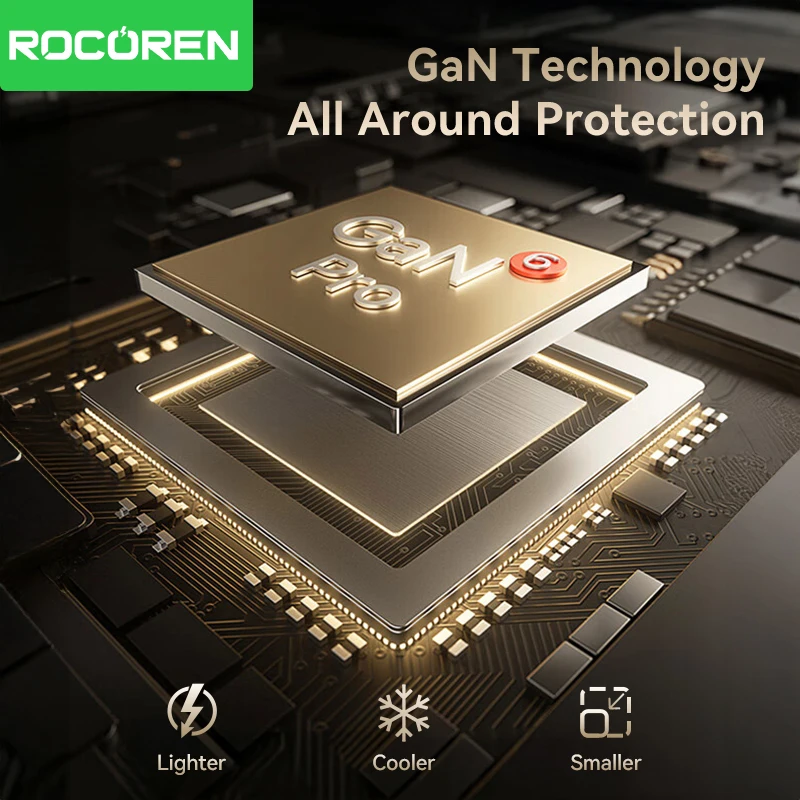 מטען Rocoren 200W GaN 8 ב-1 לטעינה מהירה למחשב שולחני עבור אייפון 17 פרו, שיאומי, סמסונג, מטען USB Type C, תחנת כוח ניידת