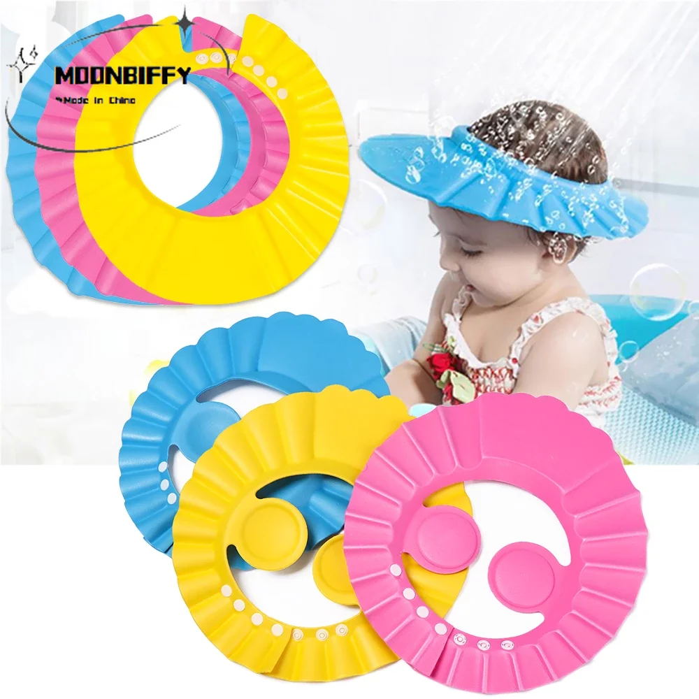 Adjustable Baby Shower Shampoo Cap Crown Shape Wash Hair Shield Hat for Baby Ear Protection Safe Children Shower Head Cover cubuy adjustable baby shower cap shampoo bath wash hair shield hat protect children waterproof prevent water into ear for kids