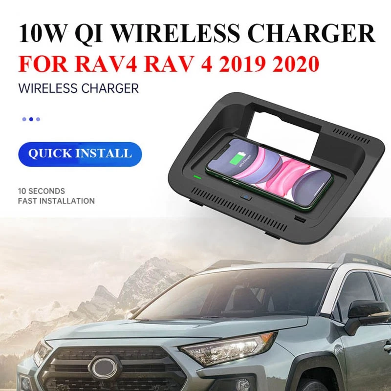 

Car Wireless Charger 10W Phone Charger Charging Pad QI Phone Holder For Toyota RAV4 RAV 4 2019 2020