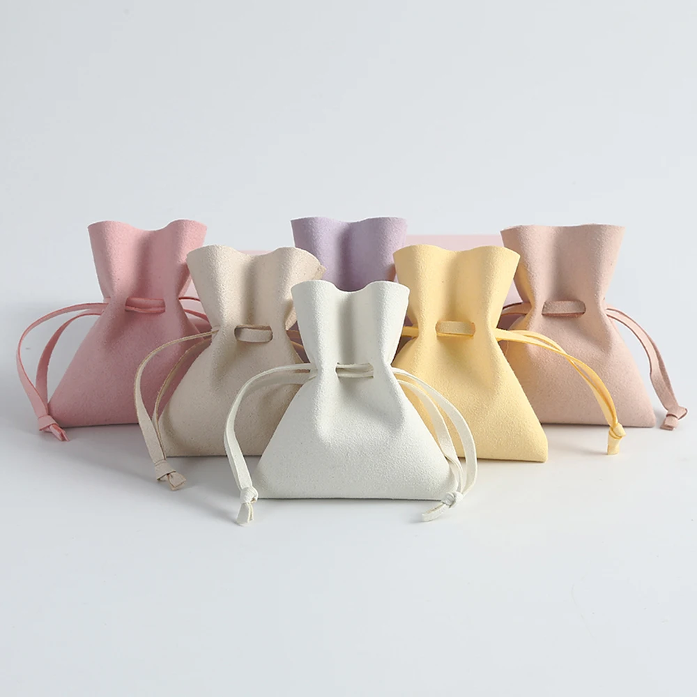 50pcs Microfiber Gift Bag for Ring Necklace Packaging Small Wedding Pouch Velvet Jewelry Organizer Storage Bag Fungus Open Style