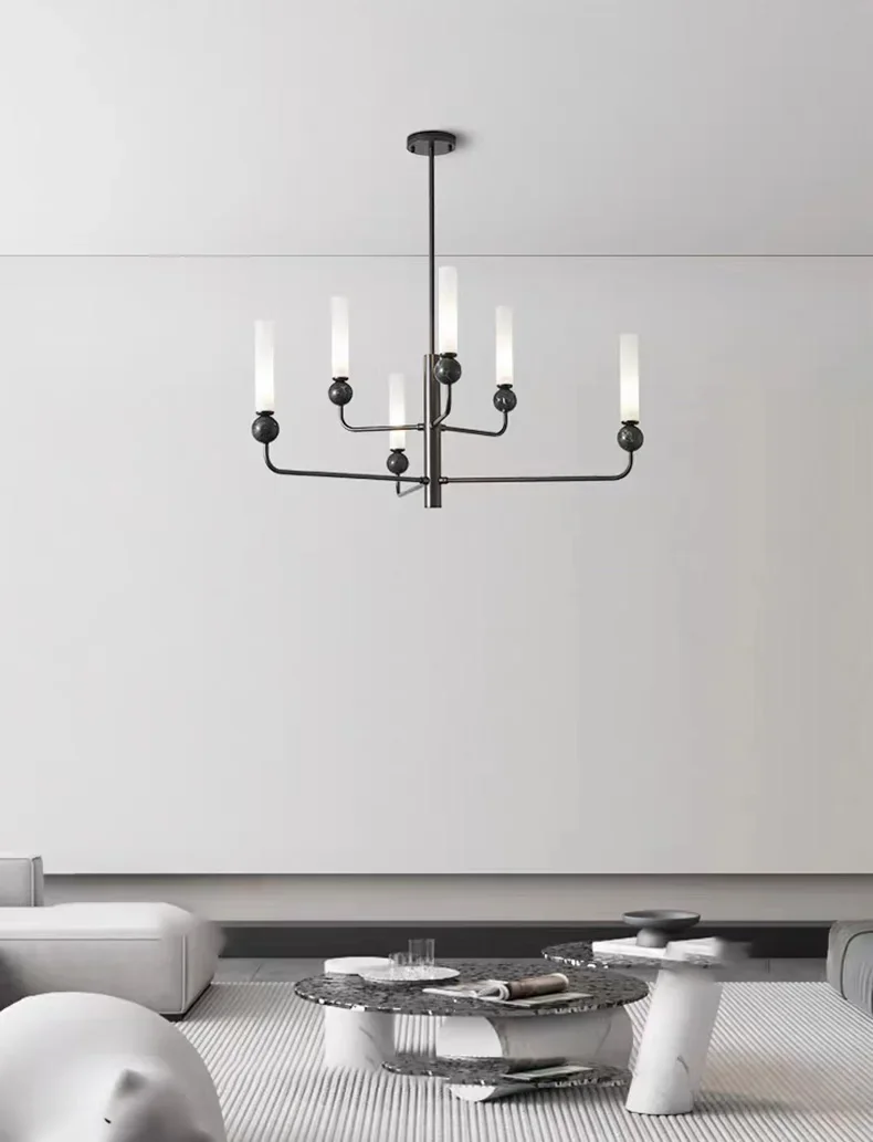 Description Picture 3 of itemModern Simple Chandelier Luxury Marble Ball Brass Lustre Light Fixture Parlor Bedroom Restaurant Study Home Decoration Luminaria