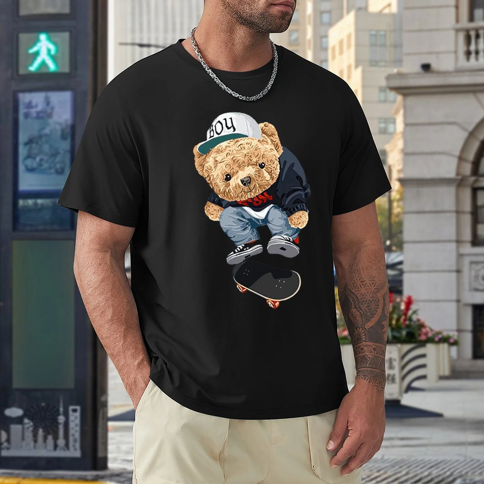 men's shirt with teddy bear logo