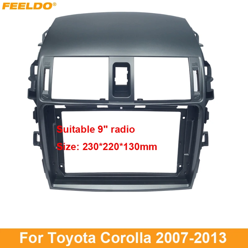 

Автомагнитола FEELDO, аудио 9 дюймов, большой экран, рамка для Toyota Corrolla 2Din, стерео, панель приборной панели, комплект фитингов # AM6368