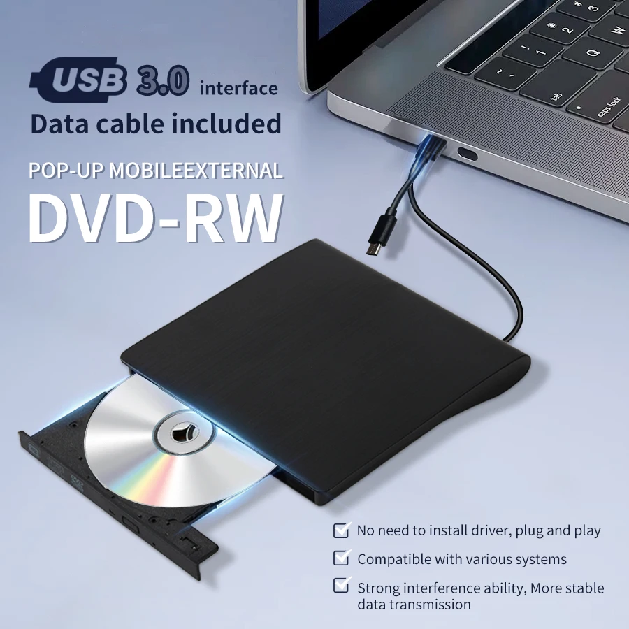 Registratore DVD portatile USB 3.0 Type-c lettore di unità esterna ultrasottile per unità Desktop portatile aumenta le prestazioni del Desktop