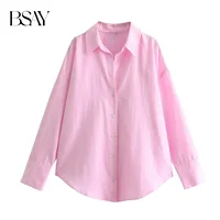 BSAY Women Fashion Long Sleeve Single-breasted Lapel Cotton Oxford Blouse Street Clothing Shirt Chic Ladies Crop Tops Mujer - Image 2