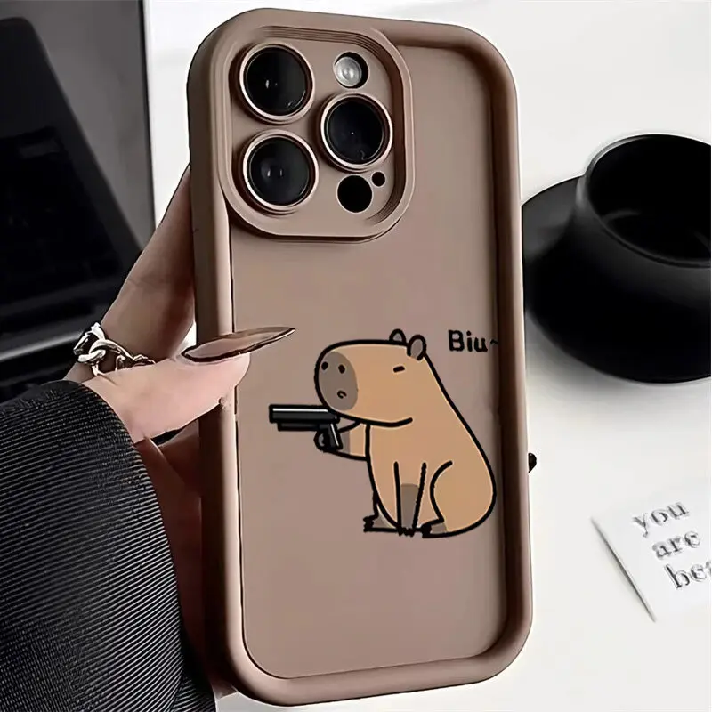 Lovely Capybara Cartoon Silicone Phone Case - Soft and Stylish Protective Casing