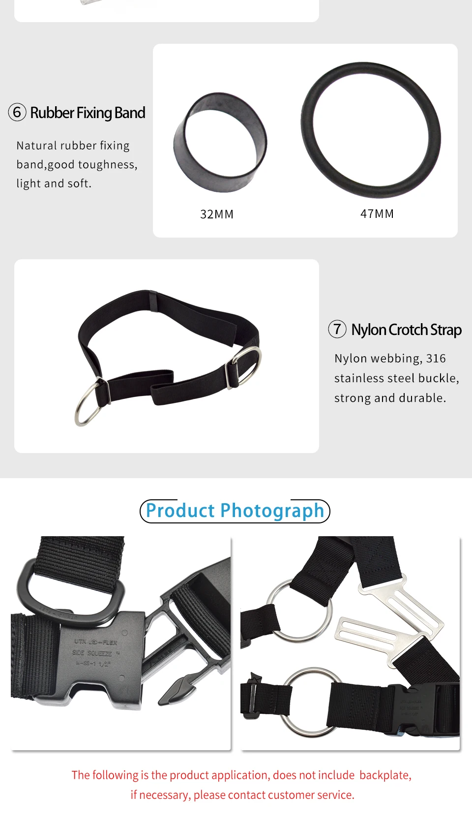 Scuba Tauchen Einstellbare Backplate Harness Set BCD Ultraleicht Backplane Zubehör Schritt Strap Gewicht Gürtel Tauch Zubehör – Detail 5