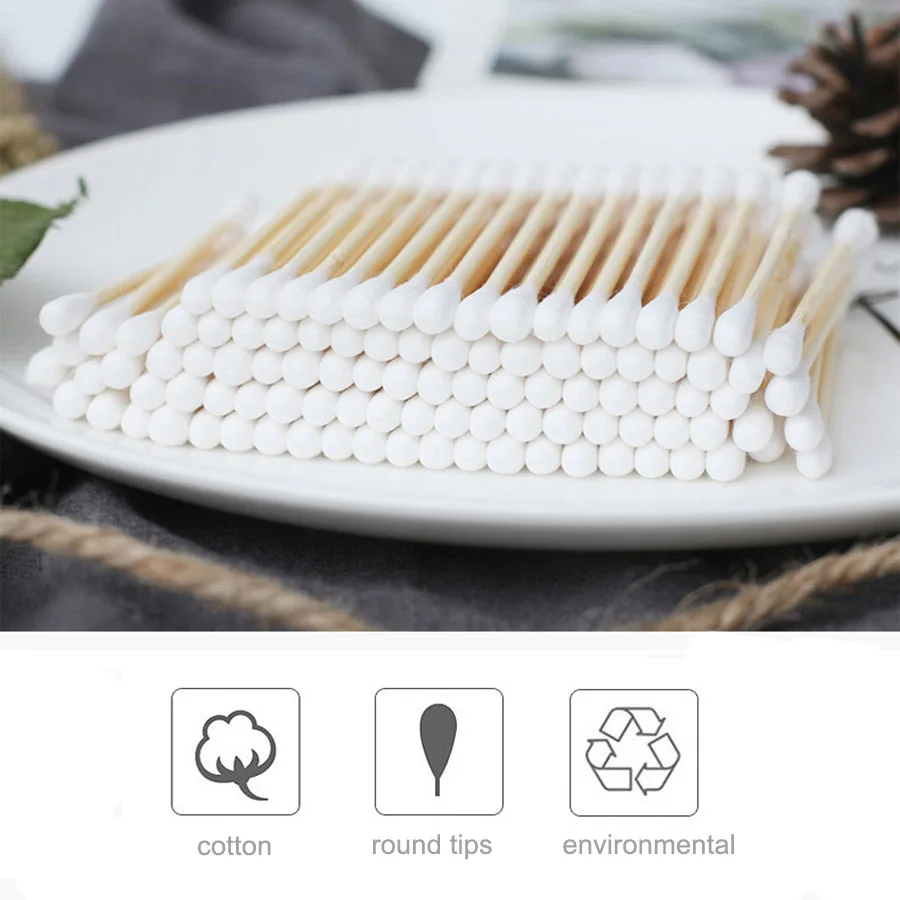 baby cotton swabs double tips ear and nose multifunctional cleaning stick Bamboo Cotton Swab buds Makeup Cleaning Kid Baby 4