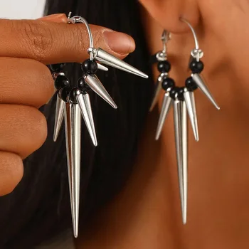 Punk Fashion Long Star Drop Earrings For Women Jewelry 2025 Trending New Hip Hop Rock Street Gothic Rivet Women's Earrings Gifts