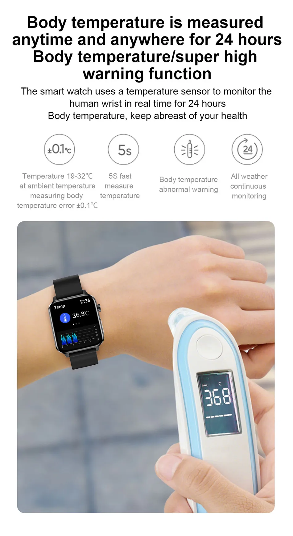 2022 LIGE ECG Men's Smart Watch With Body Temperature Heart Rate Blood Pressure Monitor Health Smart Bracelet For Huawei Xiaomi