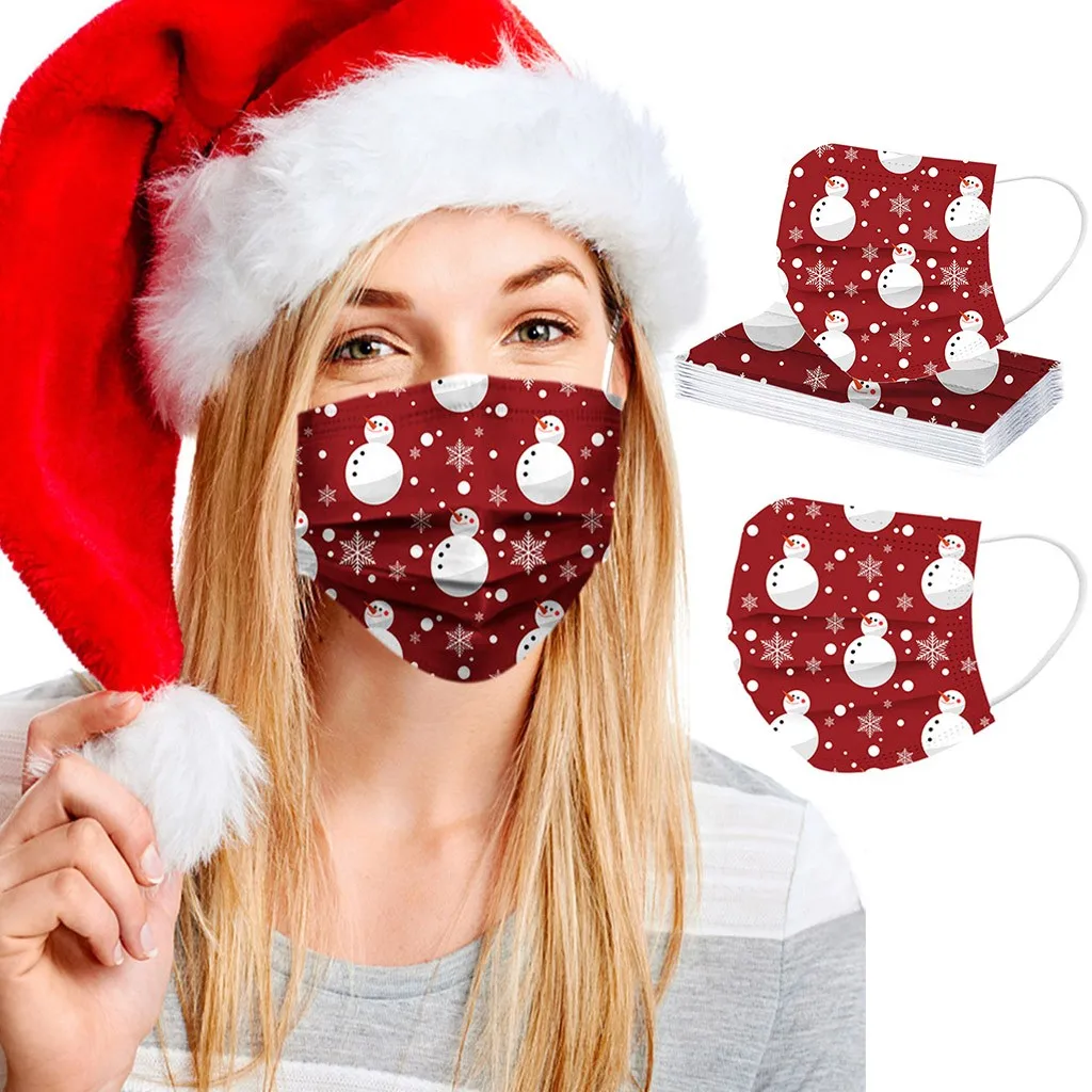 Disposable Unisex Printed Christmas Soft  For Adults 3-Layer  Mascarilla Para Polvo Cubre Bocas Desechables Disposable Mouths 3