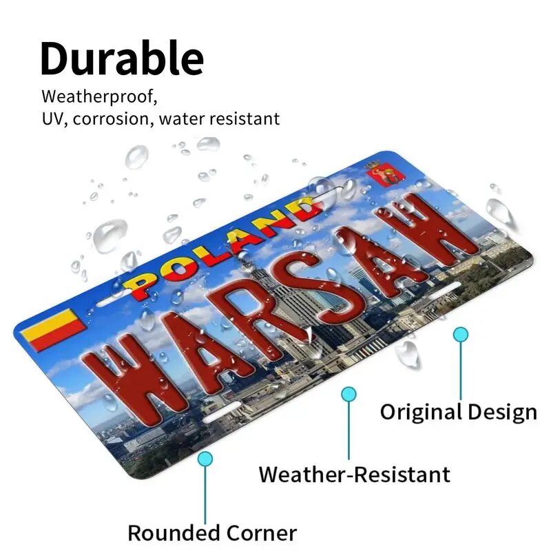 폴란드 수도 바르샤바 도시 풍경 장식 번호판, 자동차 번호판, 바카페, 차고 장식으로 인쇄된 복고풍