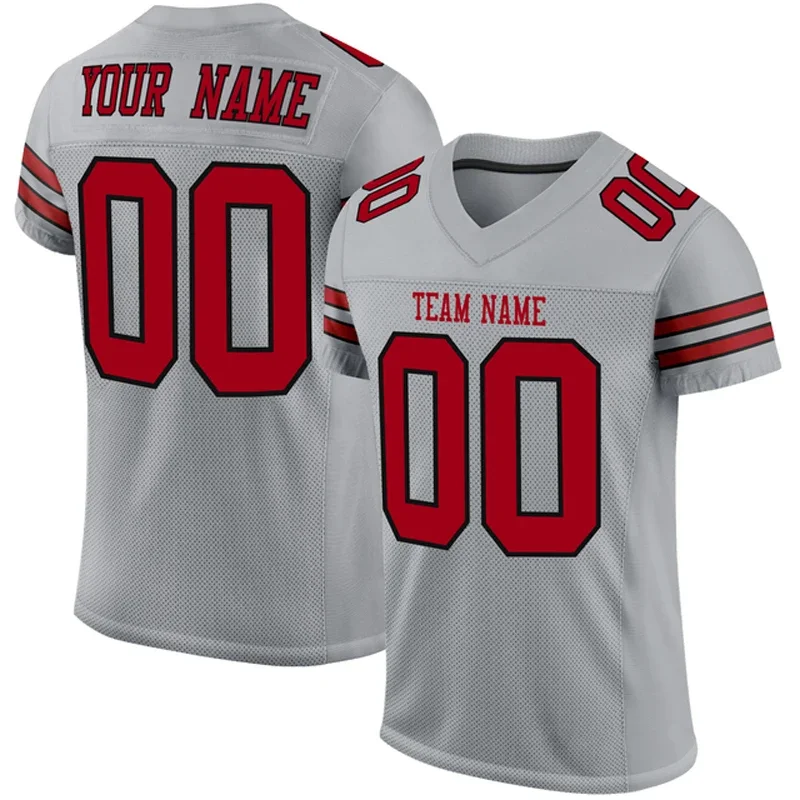 Gray Series Customized Football for Men Jersey Personlized Sew Team Football Short Sleeves Athletic Tee Shirts Unisex Top